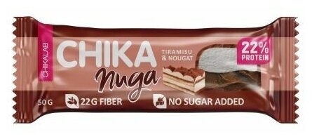 Батончик протеиновый Chikalab с нугой в шоколаде без сахара Chika Nuga, ассорти Нуга с малиной и тирамису, 50 гр (20 шт) - фотография № 2