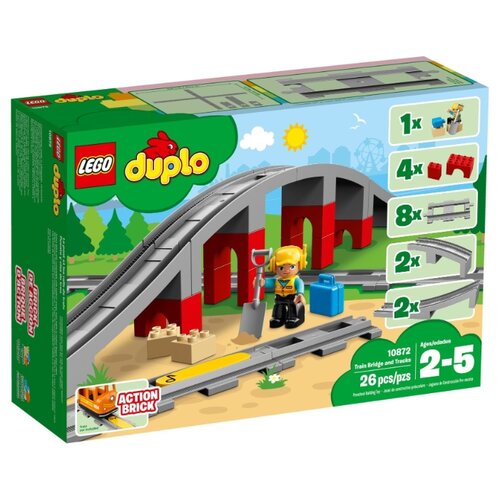 фото Конструктор LEGO Duplo 10872 Железнодорожный мост и рельсы