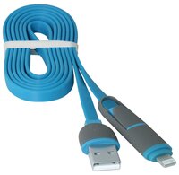 Кабель Defender USB - microUSB/Apple Lightning (USB10-03BP) 1 м черный