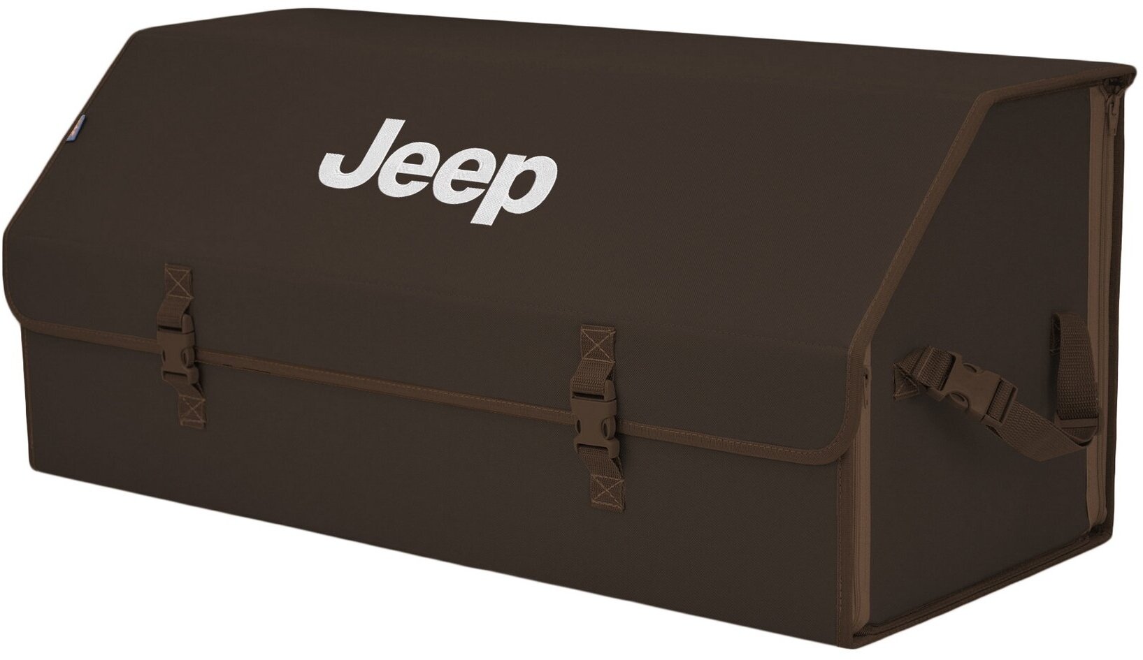 Органайзер-саквояж в багажник "Союз" (размер XXL). Цвет: коричневый с вышивкой Jeep (Джип).