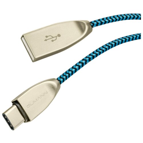 фото Кабель Qumann USB 2.0 - USB Type C (21315) 1.2 м Бирюзово-черный