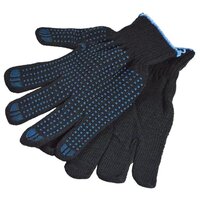 Чёрные перчатки ХБ с ПВХ (10 пар, 10-ый класс вязки, 4 нити)