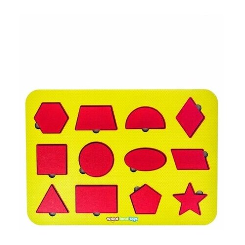 Рамка-вкладыш Woodland Монтессори геометрия (082101), красный/желтый
