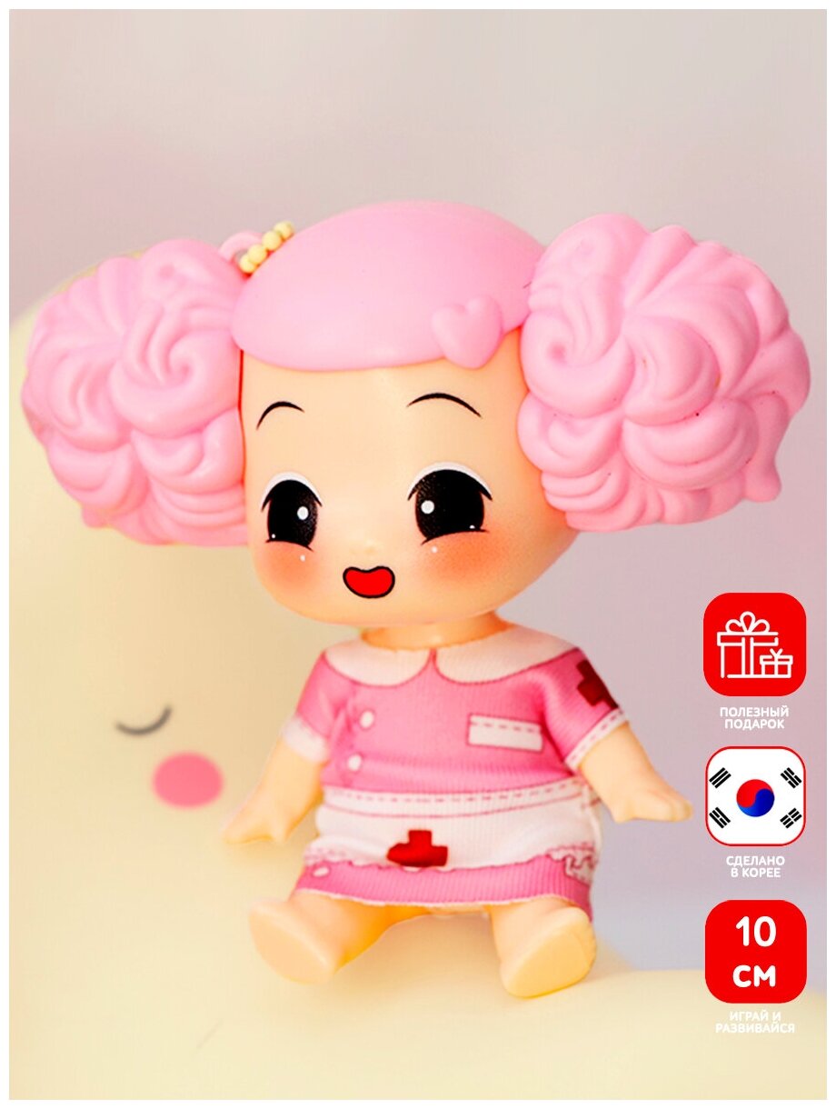 Коллекционная Игрушка Мини - Кукла для Девочек DDung из Серии Доктора / Медсестра в Розовом Костюме / Пупс, Брелок Дун Данг 10 см FDE0915-2