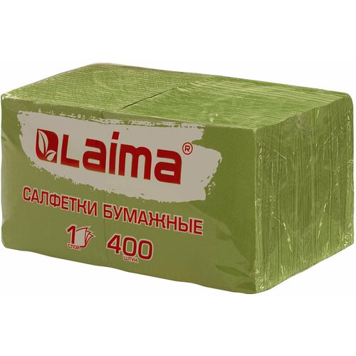 Упаковка 4 шт Салфетки бумажные 400 шт 24х24 см Big Pack зелёные 100 целлюлоза LAIMA 114728 1756₽