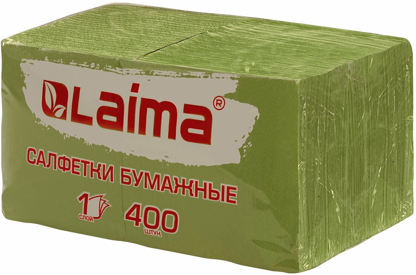 Салфетки бумажные 400 шт., 24х24 см, "Big Pack", зелёные, 100% целлюлоза, LAIMA, 114728 - фотография № 1