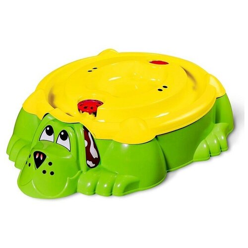 PalPlay Песочница с крышкой «Собачка», цвет зелено-жёлтый песочница palplay собачка с крышкой зеленый желтый
