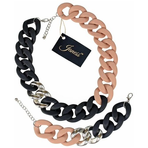 Комплект бижутерии Janess Бижутерия женская комплект Janess. Класс люкс. Гипоаллергенный ювелирный сплав. Цепочка: длина 50+6 см, ширина звена 3,2 см, вес 77 гр. Браслет: длина 18+6 cм, ширина 3,2 см, вес 28 гр. Цвет: розово-персиковый: браслет, цепь, кристалл, размер колье/цепочки 56 см, розовый