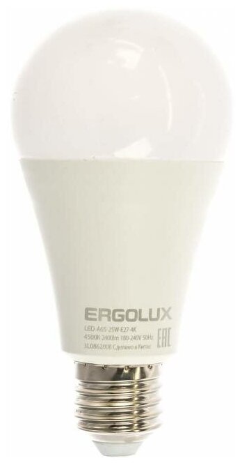 Лампочка Ergolux E27 25W 220V 4500K 2400Lm LED-A65-25W-E27-4K 14236 - фотография № 3