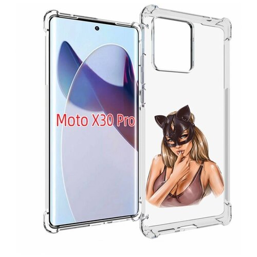 Чехол MyPads девушка-в-купальнике-с-маской-кошки женский для Motorola Moto X30 Pro задняя-панель-накладка-бампер