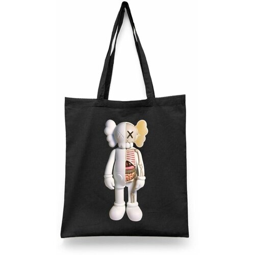 фото Сумка-шоппер унисекс каждому своё "художник/kaws/кавс" черная