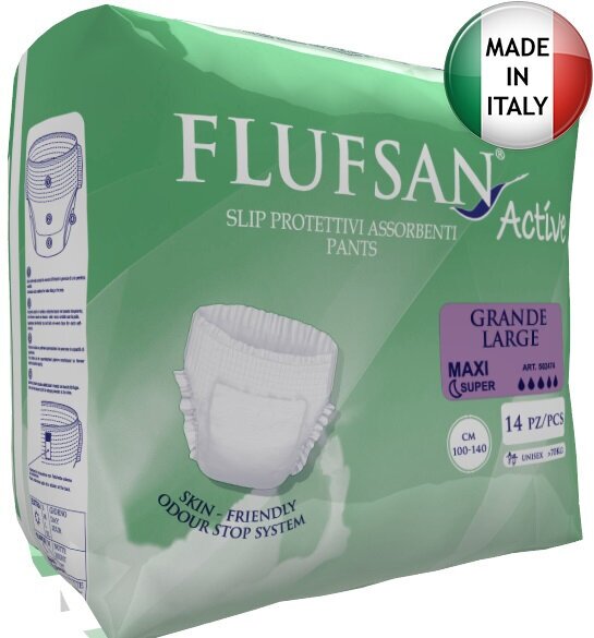 Flufsan Active Maxi Supernight / Флюфсан Актив Макси Супер Найт - впитывающие трусы для взрослых, L, 14 шт.