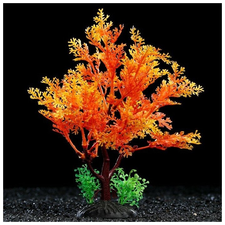 Растение искусственное аквариумное, 15 см, оранжевое, 1 шт.