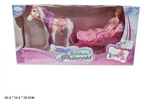 Карета для кукол с лошадью и куклой