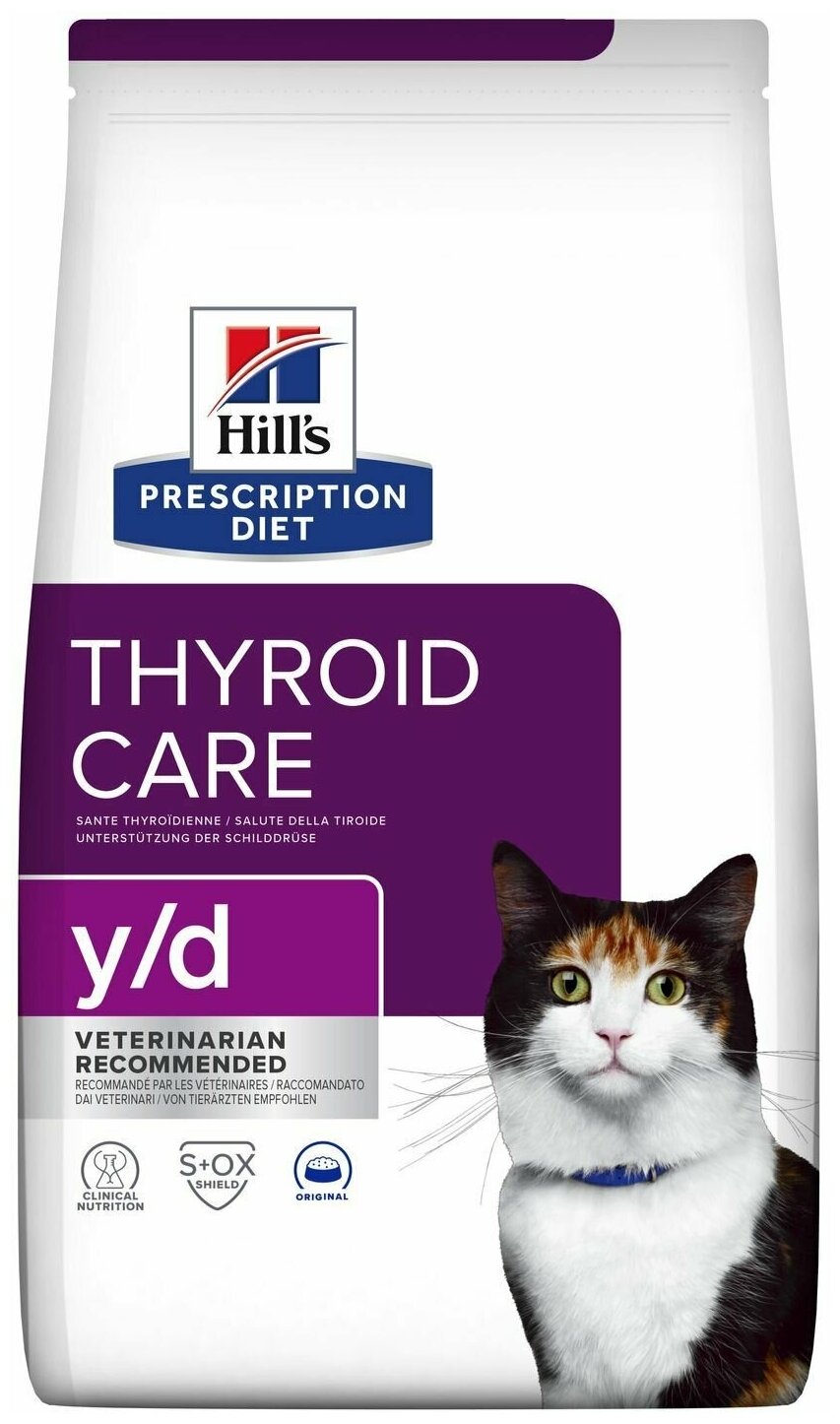 HILL'S Prescription Diet Feline y/d Thyroid Care Сухой корм для кошек, 3 кг
