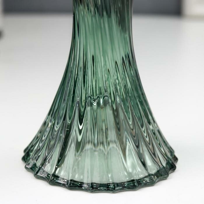 Подсвечник стекло на 1 свечу "Виток" зеленый прозрачный 13,5х7х7 см - фотография № 2
