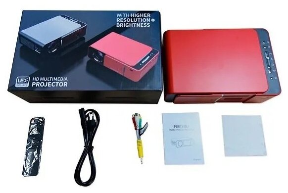 Проектор Everycom T6 LCD Full HD HDMI 2xUSB AV AUX VGA (Красный)