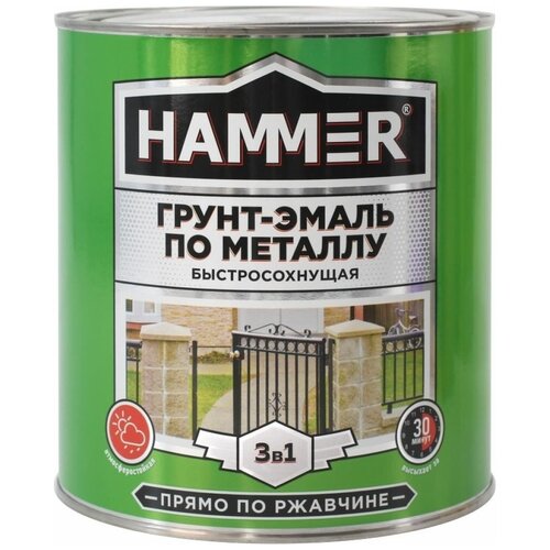 Грунт-эмаль по металлу HAMMER 3в1 б/с желтая 2,7 кг ЭК000125863