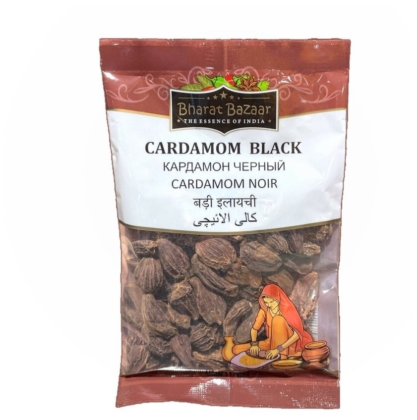 Черный кардамон Black Cardamon 50 гр, семена Bharat Bazaar