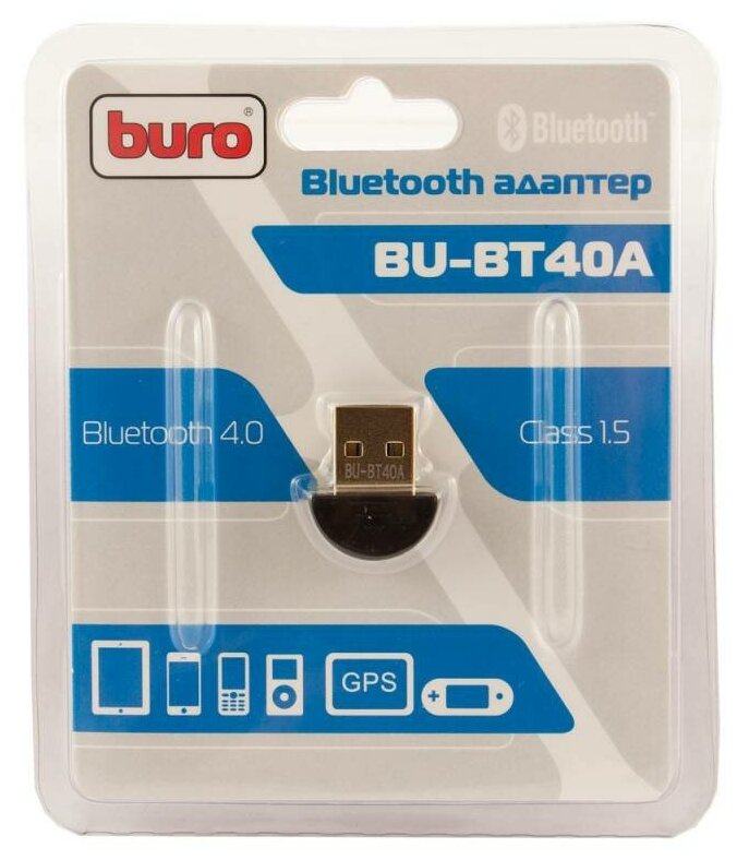 Адаптер USB Buro BU-BT40A Bluetooth 4.0EDR class 1.5 20м черный