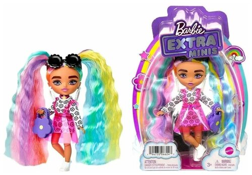 Кукла Barbie Экстра Minis с радужными хвостиками HHF82