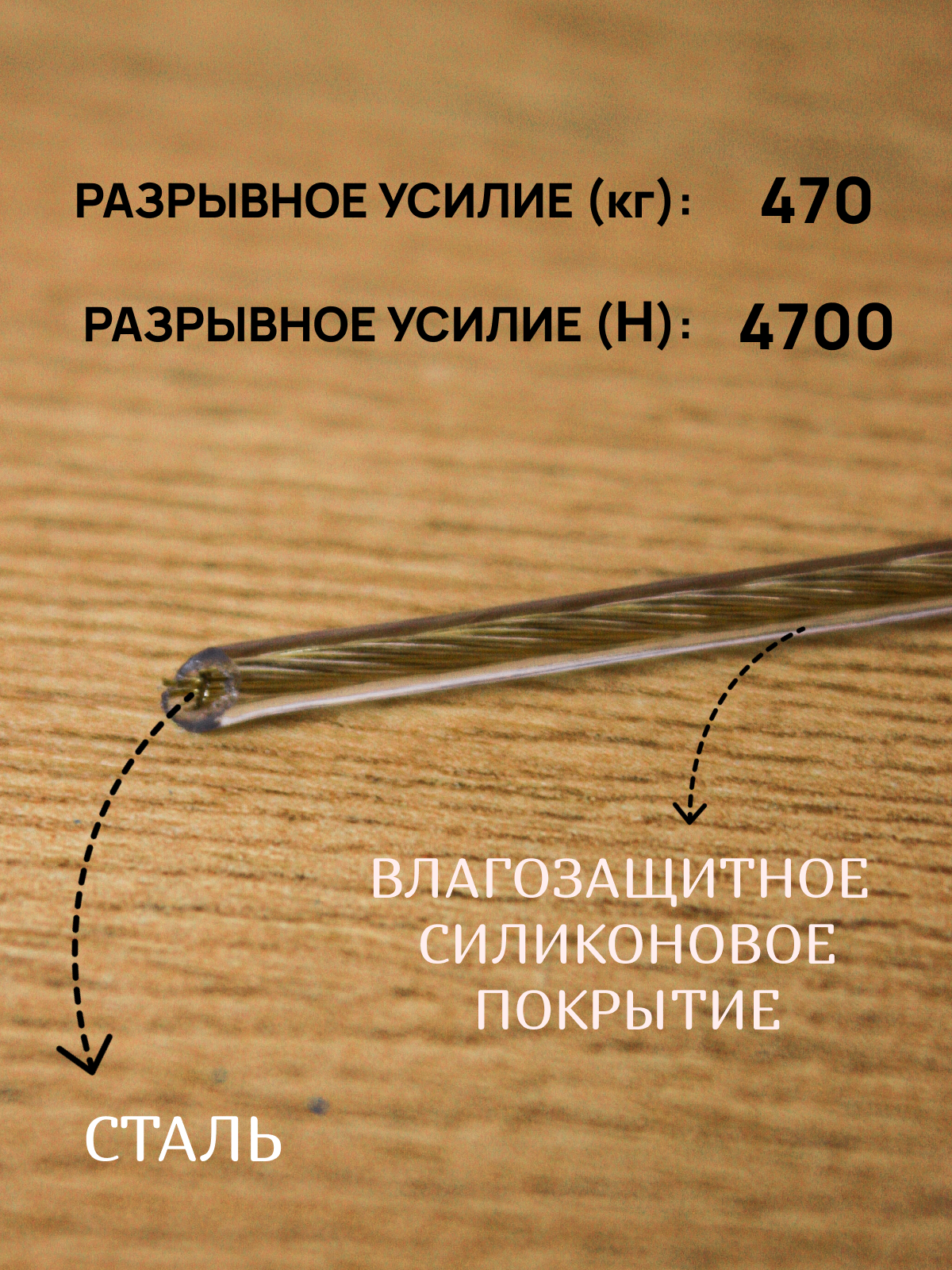 Трос металлополимерный/Трос такелажный/металлическое изделие с полимерным покрытием, диаметр 4мм - фотография № 2