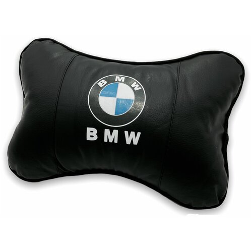 Автомобильная подушка для шеи на подголовник сиденья, автоподушка косточка MejiCar с логотипом BMW под черный салон