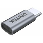 Адаптер-переходник Unitek USB C - Micro USB, цвет серый (Y-A027AGY) - изображение