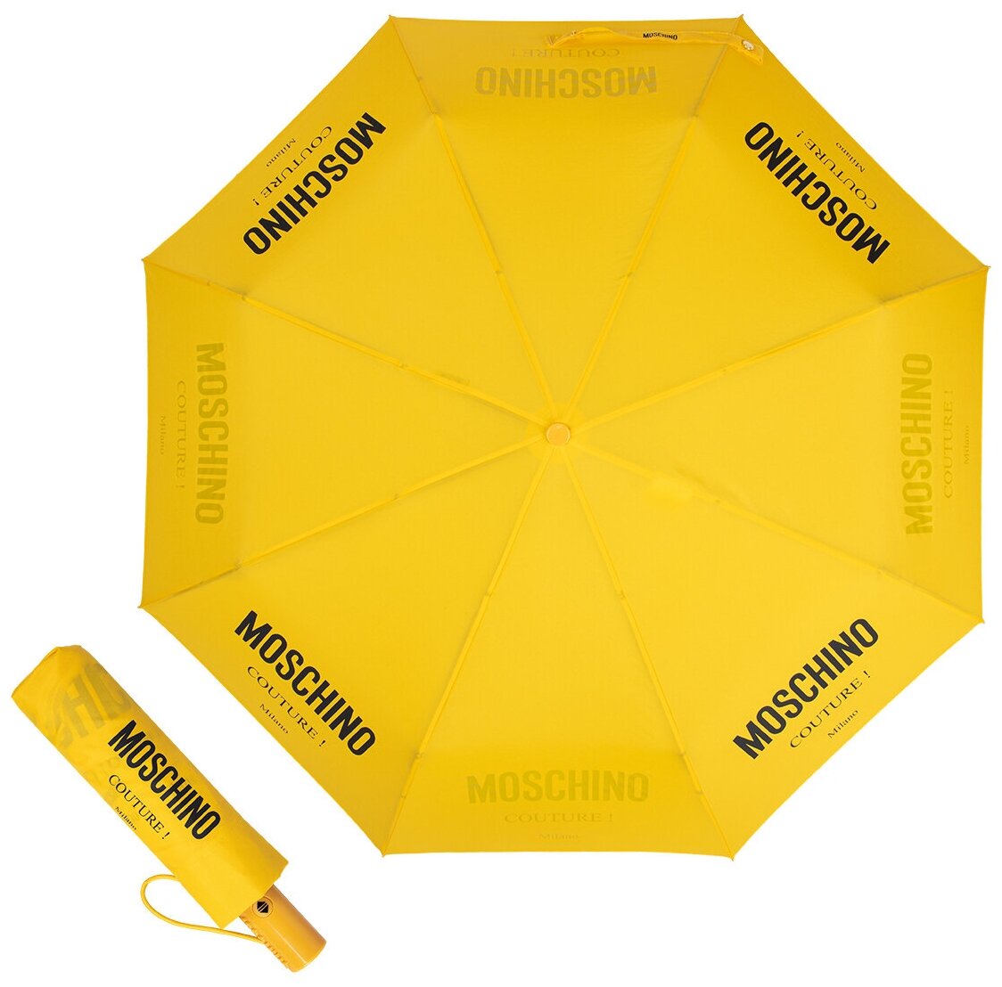 Зонт складной Moschino 8870-OCU Logo Couture Yellow 