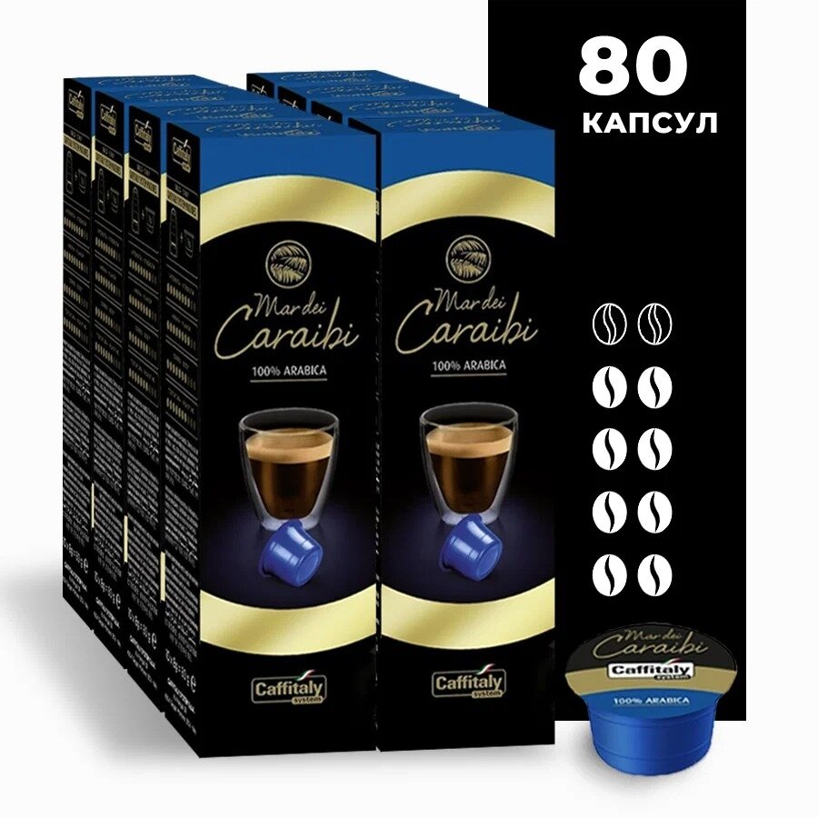 Кофе в капсулах Caffitaly System Ecaffe Mar dei Caraibi, 80 капсул, для Paulig, Luna S32, Maia S33, Tchibo, Cafissimo - фотография № 1