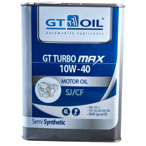 8809059408636 Масло моторное GT Turbo Max, SAE 10w40, API SJ/CF, 4 л GT OIL