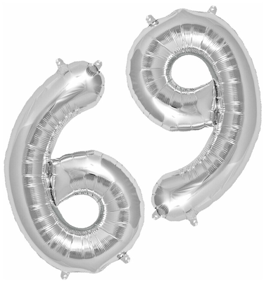 Воздушный шар фольгированный Riota Цифра 6/9, серебрянная, 101 см