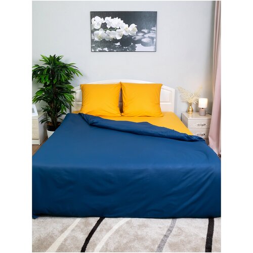 Комплект постельного белья Традиции текстиля, Гладкокрашеный поплин, 1,5 спальный, наволочки 70x70 Индиго