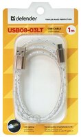 Кабель Defender USB - microUSB (USB08-03LT) 1 м голубой