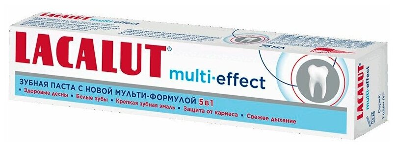 Паста зубная Lacalut 75 мл multi-effect сновой мульти-формулой 5 в 1