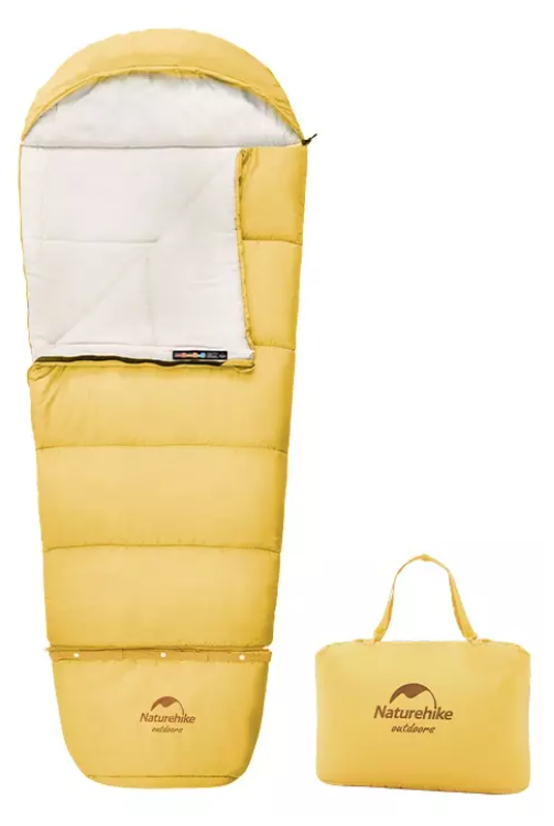 Мешок спальный Naturehike Child C180, 190х75 см, (правый) (ТК: +12°C), Желтый