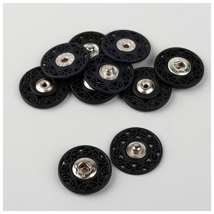 Кнопки пришивные Арт Узор декоративные, диаметр 25 мм, 5 шт, цвет черный