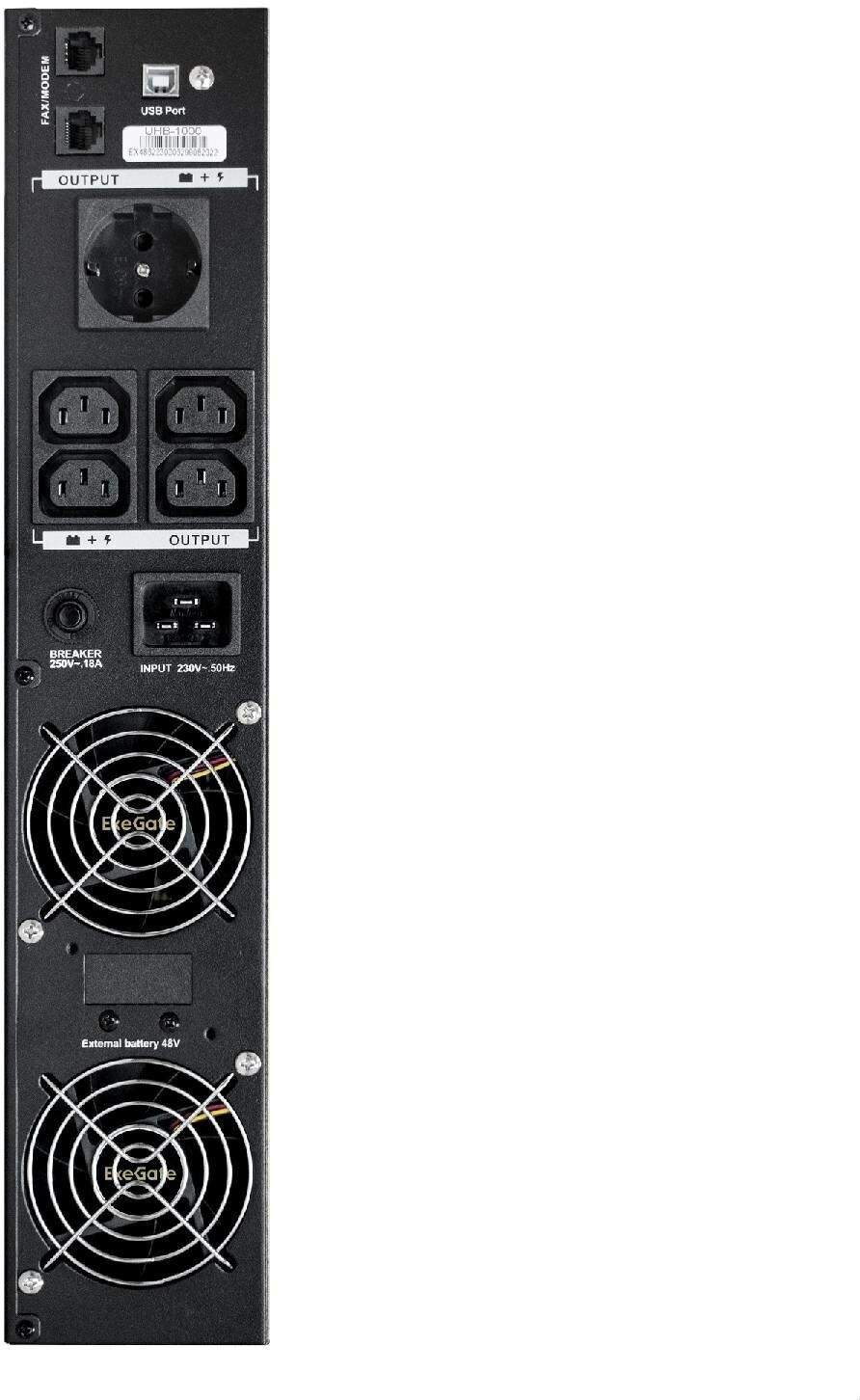 Источник бесперебойного питания Exegate EX293051RUS 1000VA/800W, LCD, AVR, 1*Schuko+4*C13, RJ45/11, USB, - фото №3