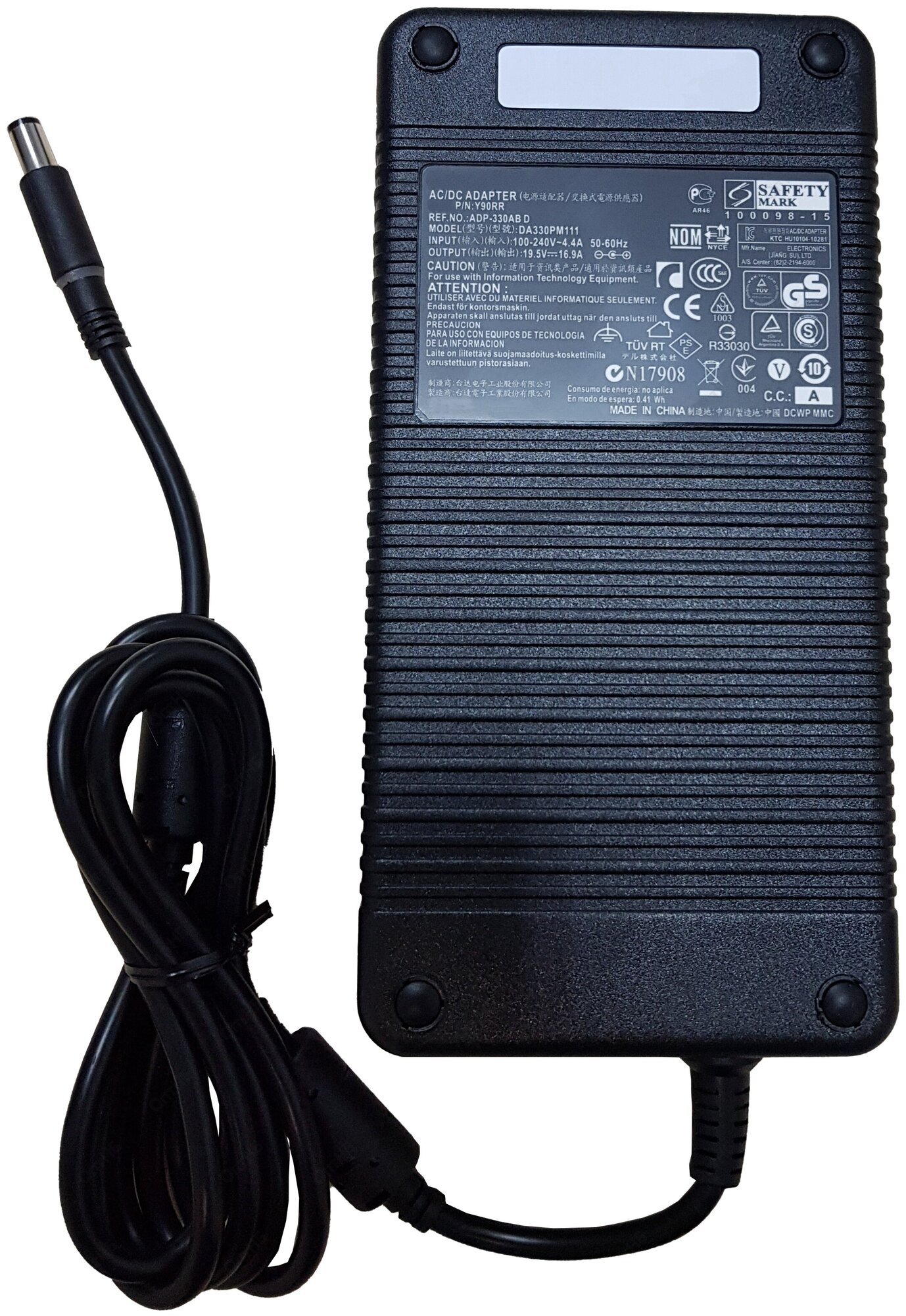 Блок питания (сетевой адаптер) для ноутбуков Dell 19.5V 16.9A 330W 7.4x5.0 мм с иглой черный, с сетевым кабелем