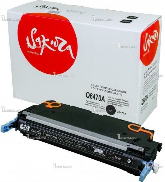 Картридж SAKURA Q6470A (501A) черный для HP Color LaserJet 3600/ 3800/ CP3505 совместимый (6K) (SAQ6470A)