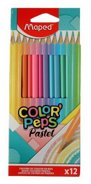 Карандаши 12 цветов Color` Peps Pastel, треугольные, ударопрочные, картон, футляр