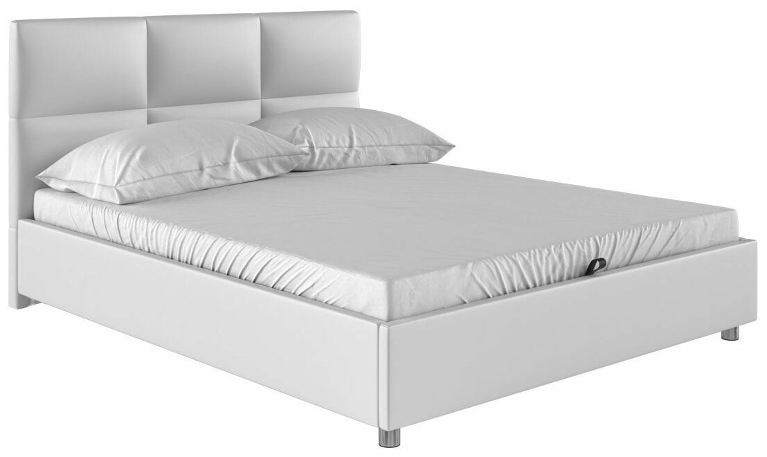 Кровать с подъемным механизмом Первый Мебельный Прагма ПМ Белый, экокожа 160х200 см - фотография № 1