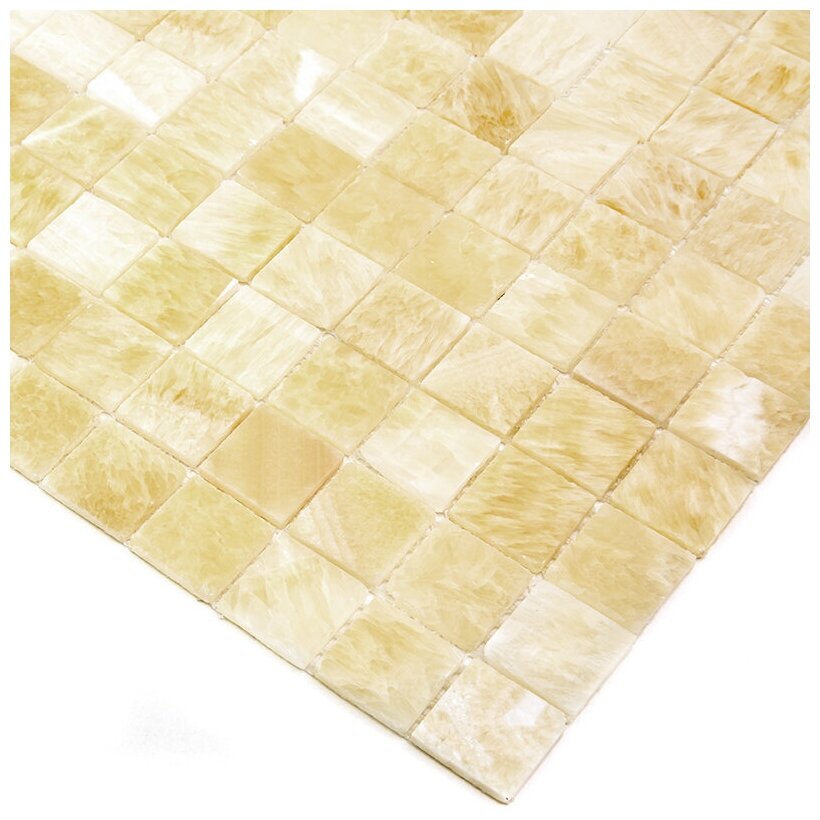 Мозаика из Natural Mosaic 4M073-26P-(Onyx-Yellow) 4 мм оникса желтый светлый квадрат глянцевый - фотография № 2