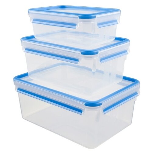 фото Emsa набор из 3 контейнеров clip & close 508567, голубой/прозрачный