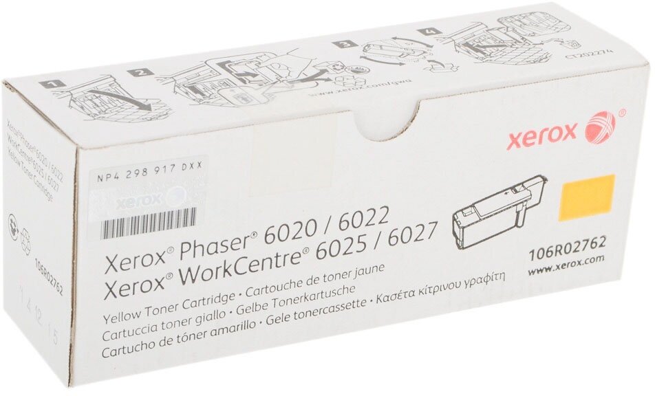 Принт-картридж XEROX 106R02762 желтый для Phaser 6020/6022/ WC 6025/6027