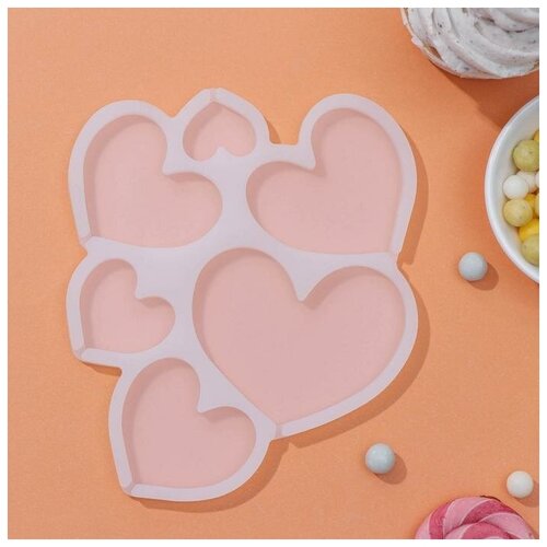 Форма для леденцов Сердечки силикон 161407 см 6 ячеек цвет белый 655₽