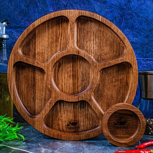 Менажница деревянная круглая 25 см из дуба