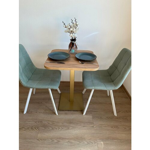 Стол кухонный обеденный нераскладной 60х60 h76 см лофт ЛДСП золото дуб крафт золотой