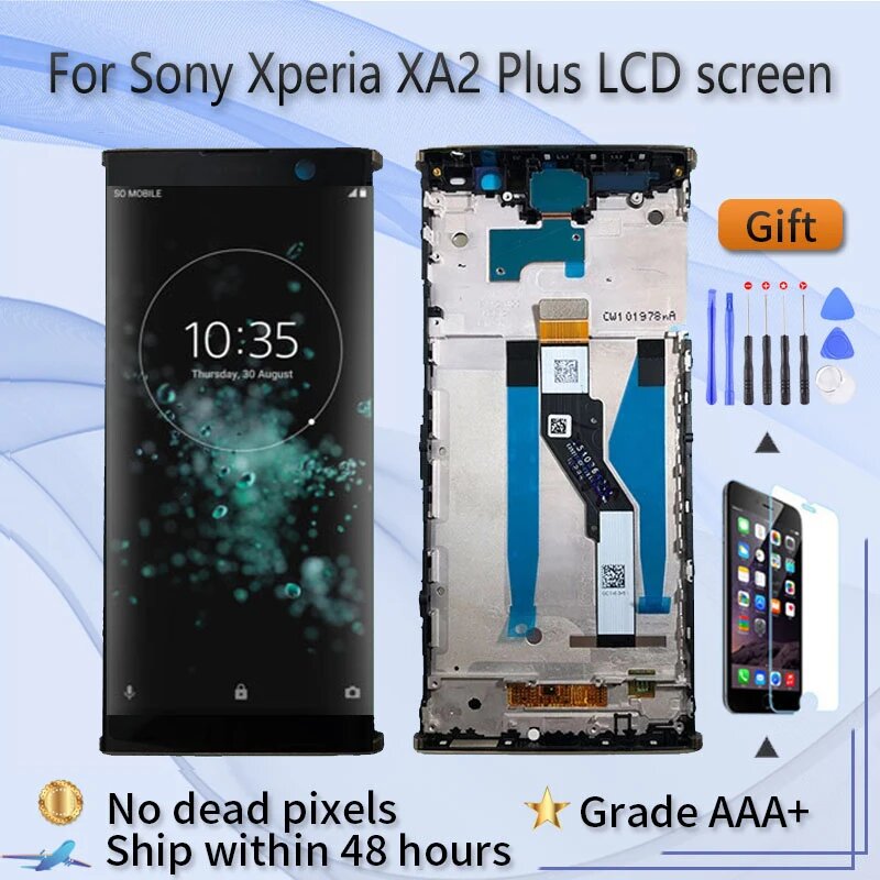 ЖК-экран для Sony Xperia XA2 Plus, ЖК-дисплей H4413 H4493 H3413 XA2 Plus, сменный экран с черной рамкой, LCD NO frame