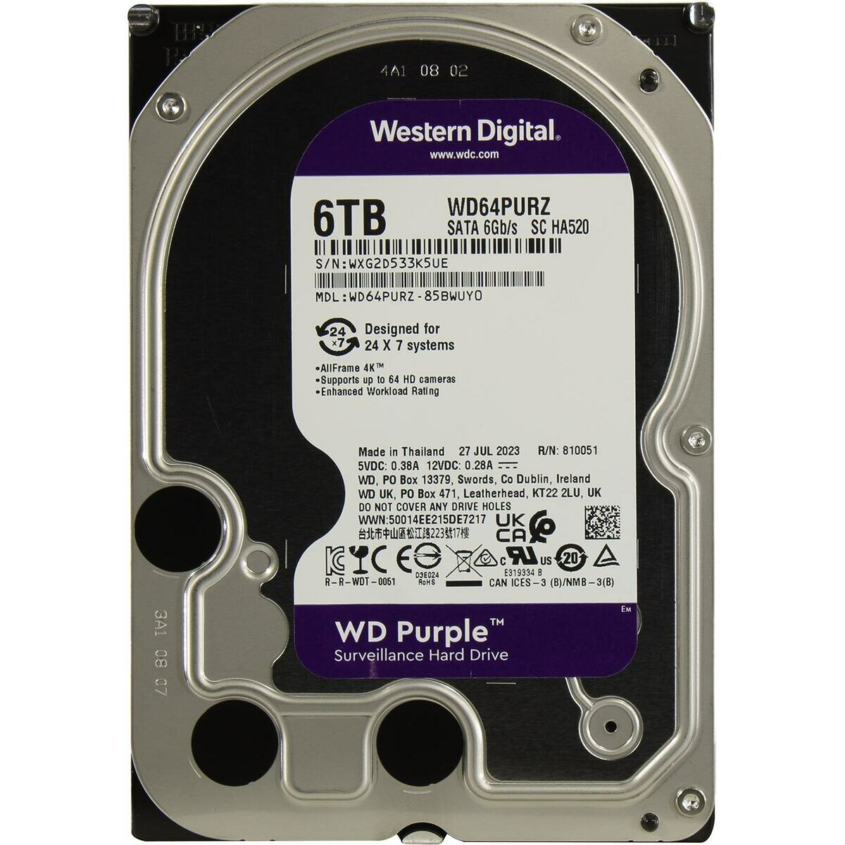 Жесткий диск Western digital Purple 6 Тб WD64PURZ